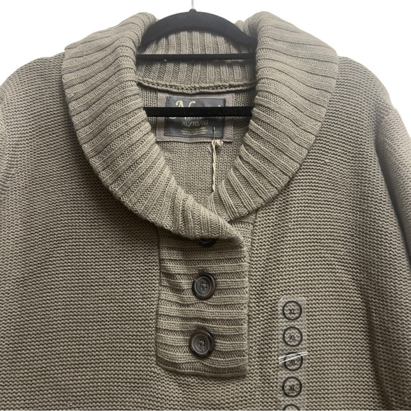 Natural Reflections Chunky Knit Shawl Roll Neck Pullover Button Up Sweater - Picture 2 of 8